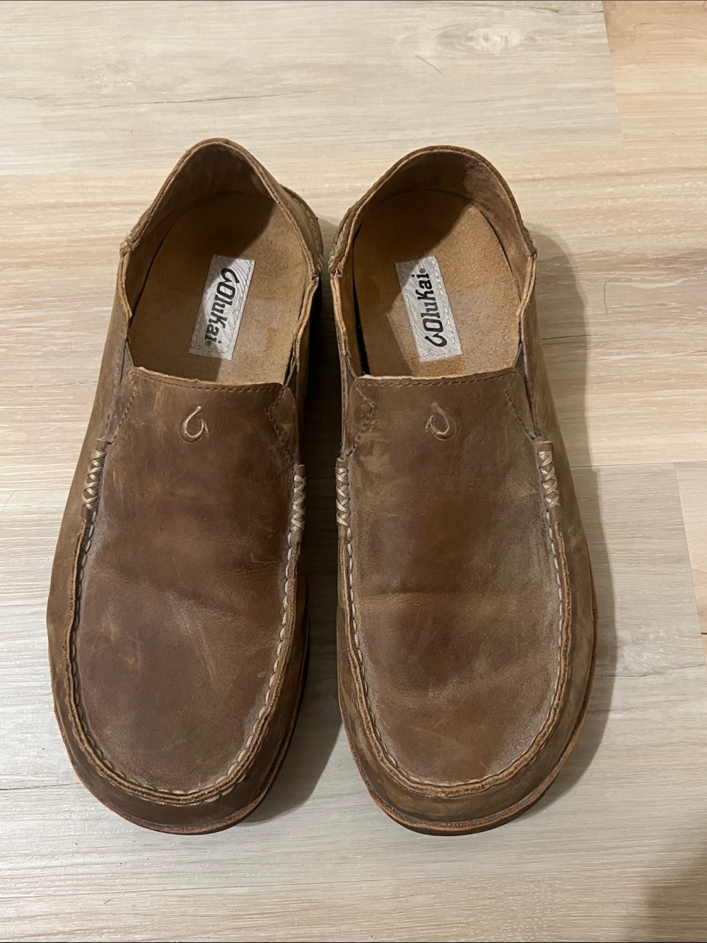 Olukai Men's Moloa Brown Leather Slip-On Shoes